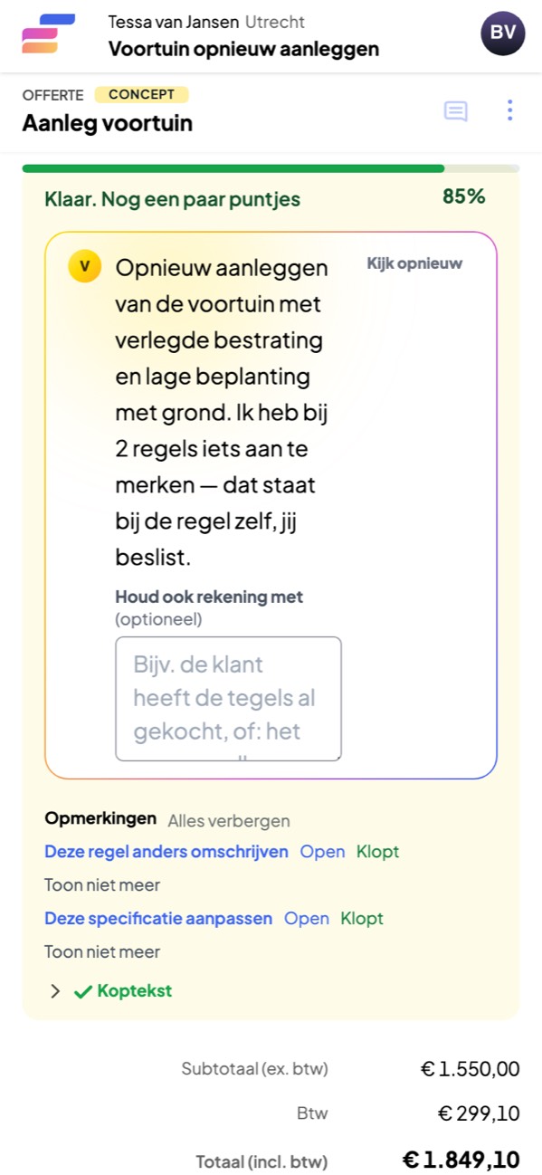 Vera checkt of alles erin staat